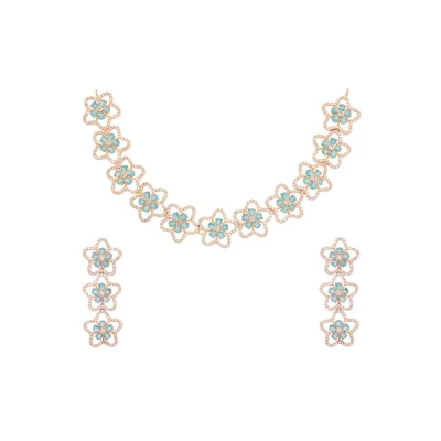 DIAMOND FLOWER SHORT GARLAND NECKLACE