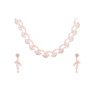 GEM FLOWER HALF PETTLE DIAMOND NECKLACE
