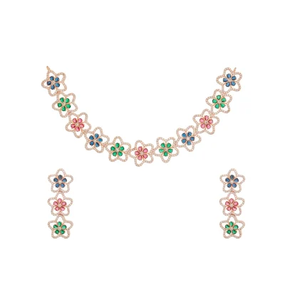 DIAMOND FLOWER SHORT GARLAND NECKLACE