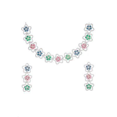 DIAMOND FLOWER SHORT GARLAND NECKLACE