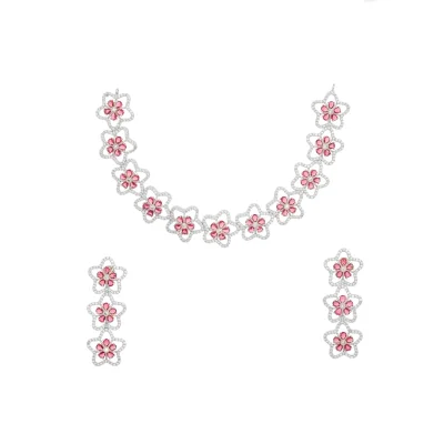 DIAMOND FLOWER SHORT GARLAND NECKLACE