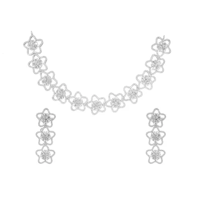 DIAMOND FLOWER SHORT GARLAND NECKLACE